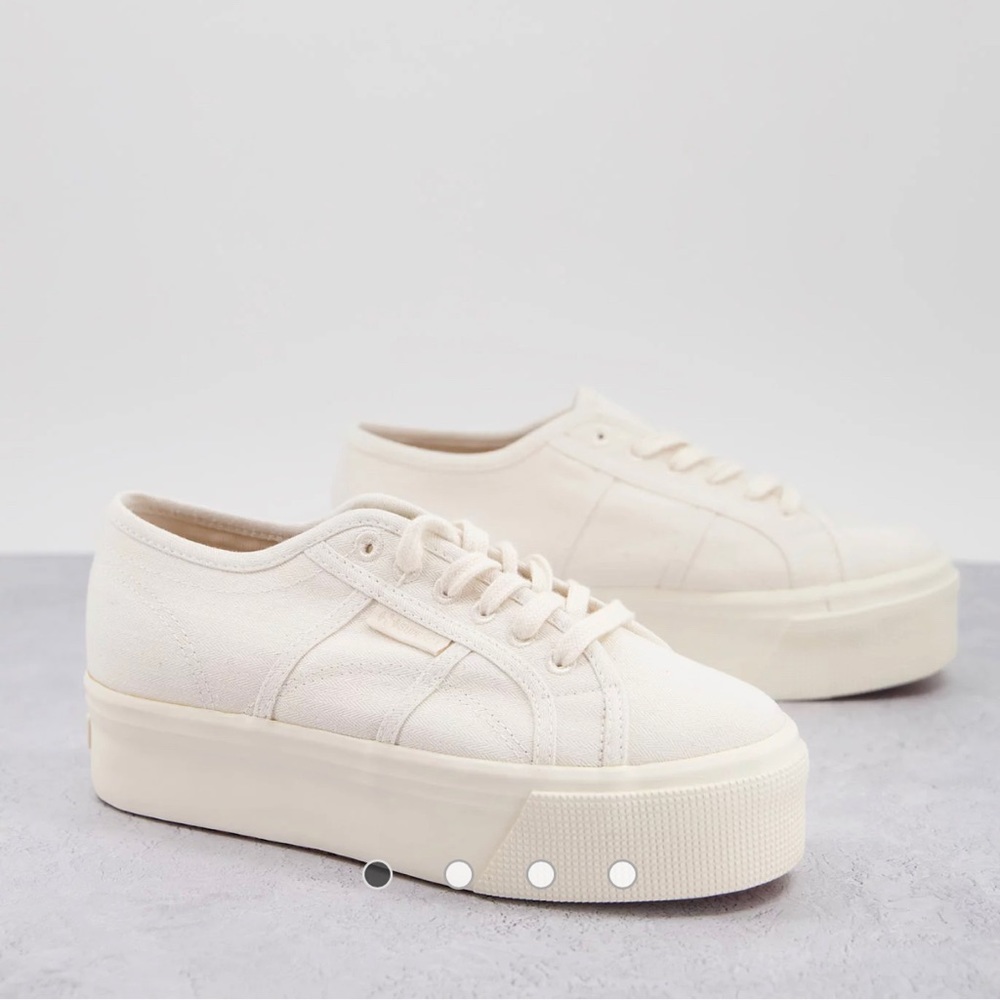 Superga 2790 flatform sneakers in off white canvas